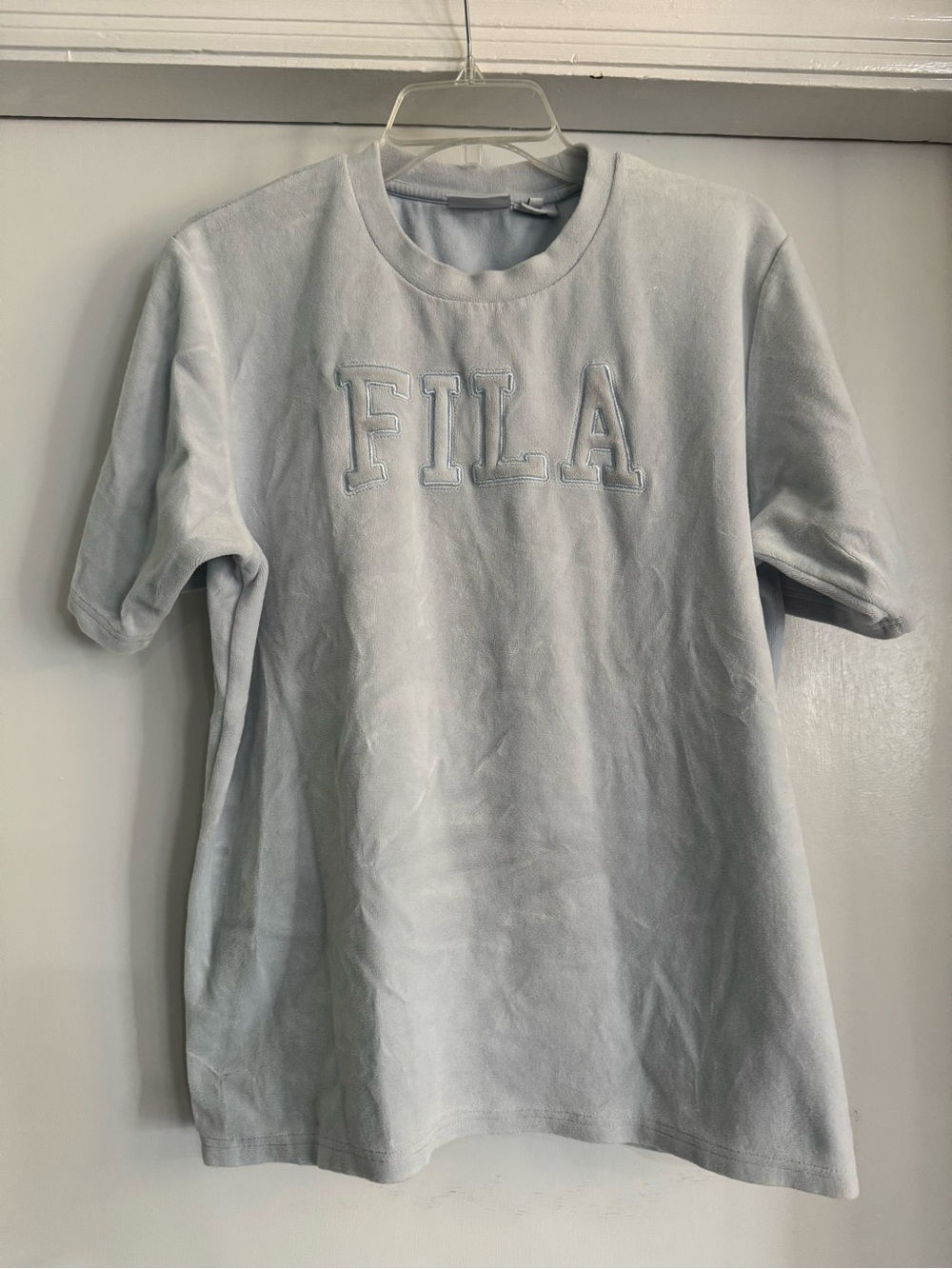 Vintage FILA Velvet Velour Womens Top XL Super Rare Fila light blue Shirt
